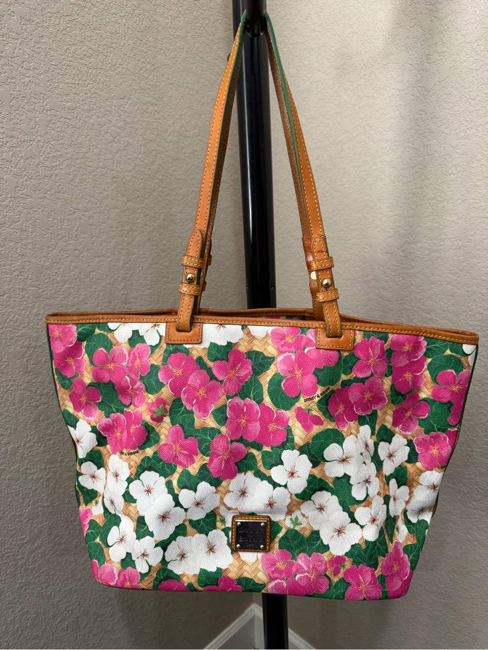 Dooney & Bourke Pink and White Floral Canvas Tote